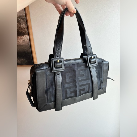 GIVENCHY Black Monogram Canvas and Leather Satchel Vintage Y2K - Picture 7 of 13